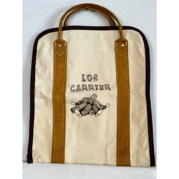 Log Carrier Small Canvas Suede Pouch Bag Does Not Open Flat - Picture 1 of 9